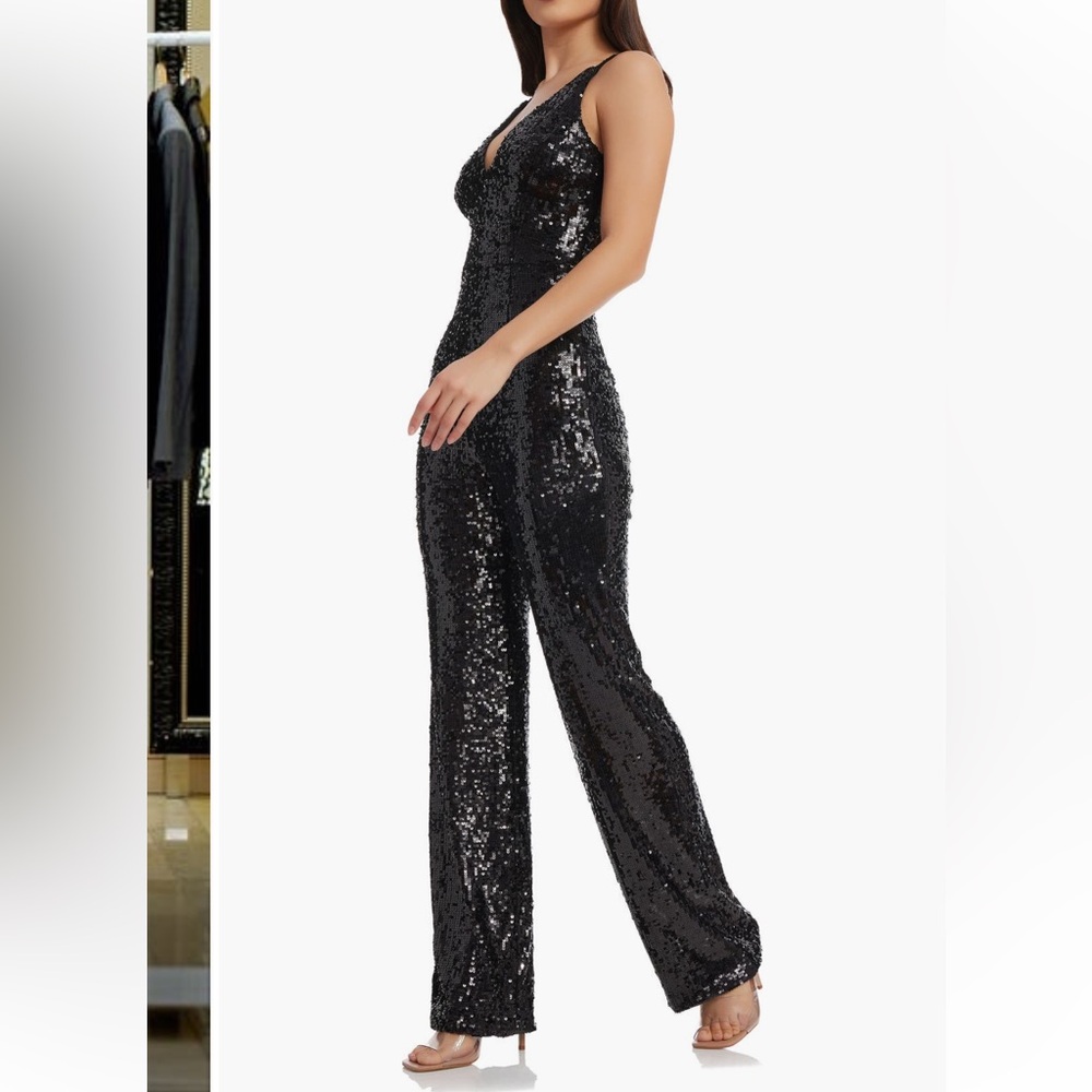 Dress the Population Black Sequin Jumpsuit - Picture 3 of 11